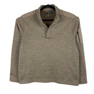 Greg Norman Mens Medium Golf Fleece Jacket Beige 1/4 Button
